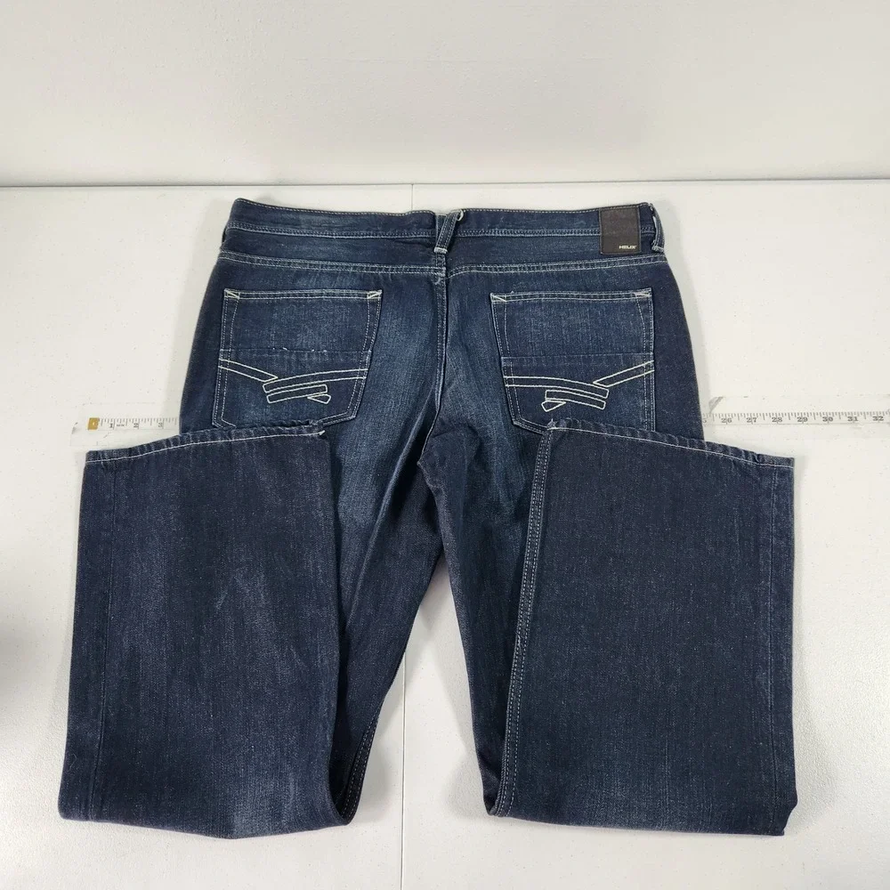 Helix‎ Mens Slim Bootcut Jeans Dark Wash Denim 36W 30L 100 Cotton 12413